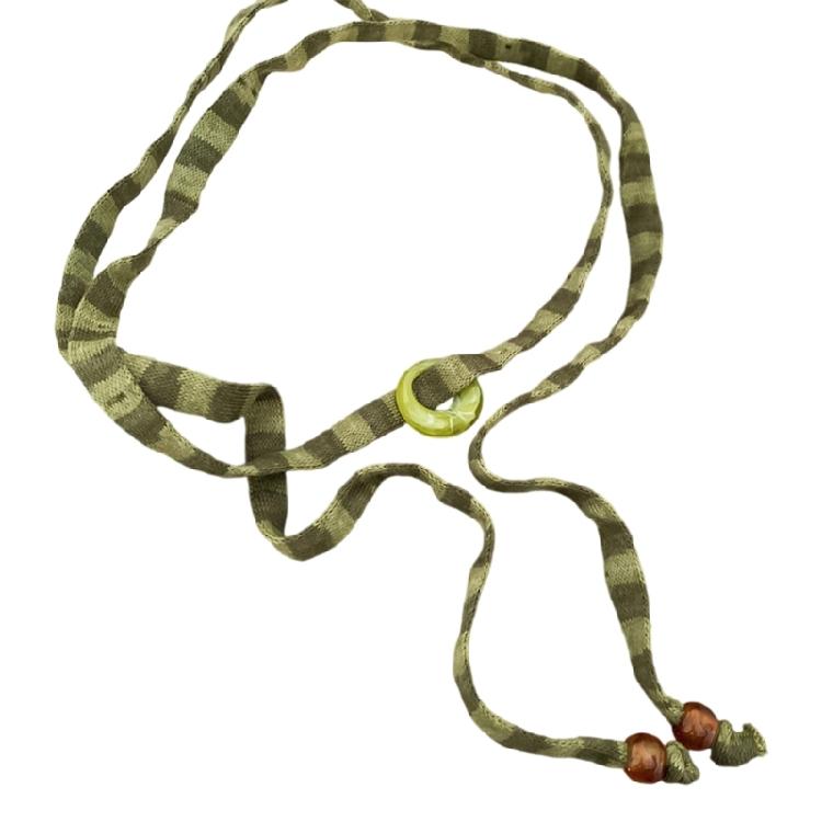 

Reversible Striped Cotton Rope Chokers Necklace Breathable Lightweight Jewelry For Sensitive Skin Summer Style зелёный
