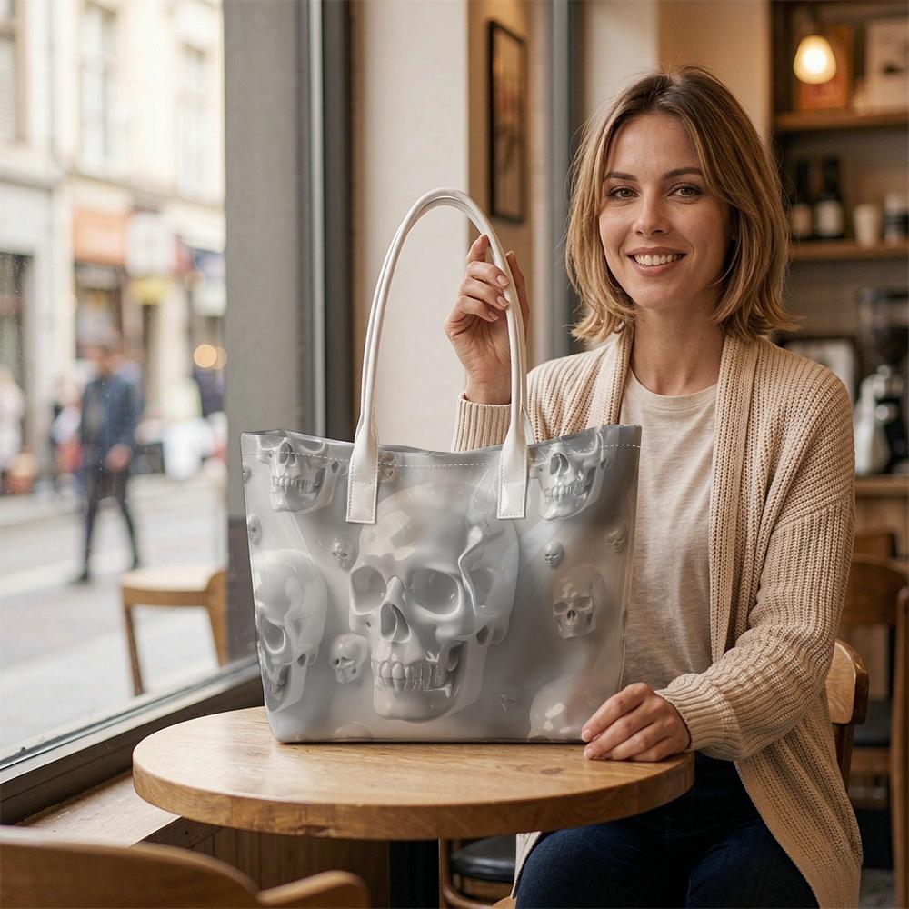 Skull Pattern Tote Bag Stylish Shoulder Bag Daily Use