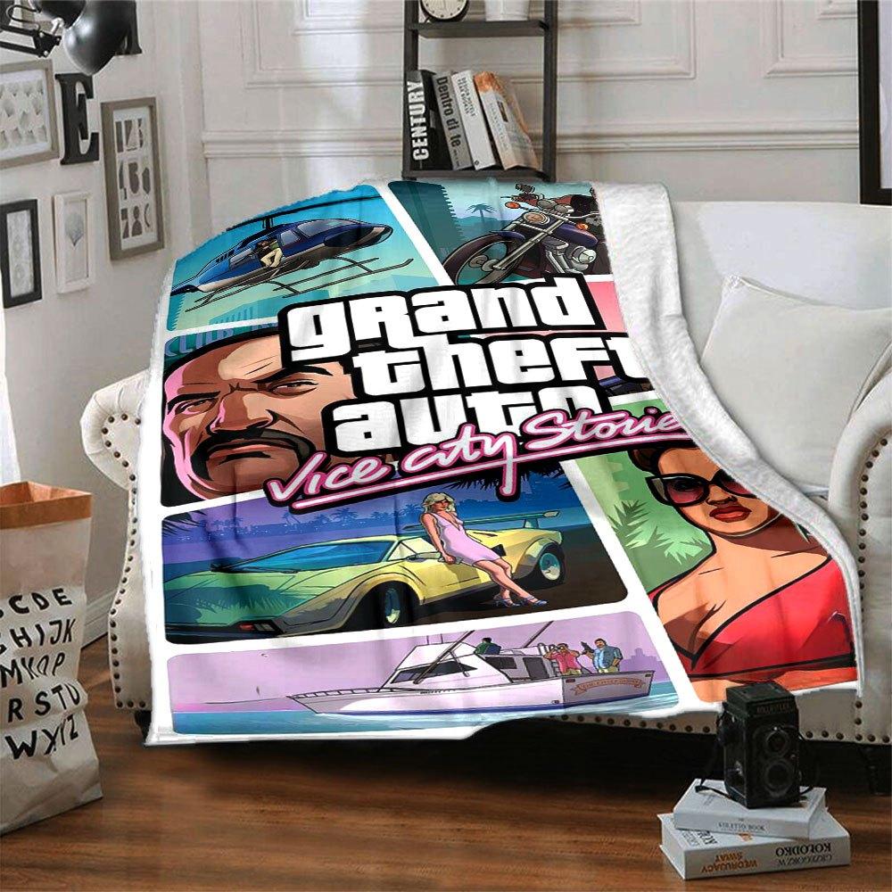 

1pc Grand Theft Auto Soft Flannel Blanket with Designer Print - A cozy blanket for all seasons, perfect for the couch, bed, officeB84 80cmx120cm(31inx47in)