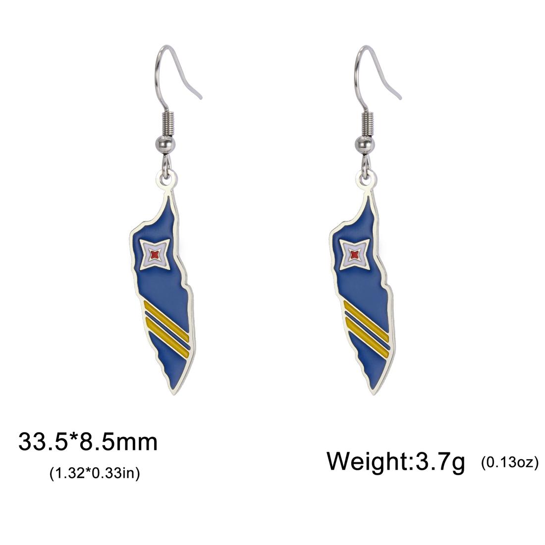 Drip Oil Aruba Map Flag Earrings For Women Stainless Steel Gold Silver Color Charm Caribbean Islands Jewelry Gift