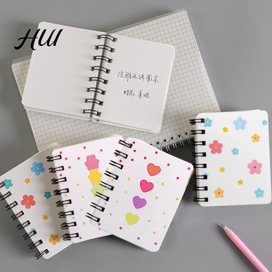 Rollover Coil Journal 2Pcs Cartoon Notebook Mini A7 Portable Spiral Memo Pad for Students Cute Flower Journaling School Travel Notepad