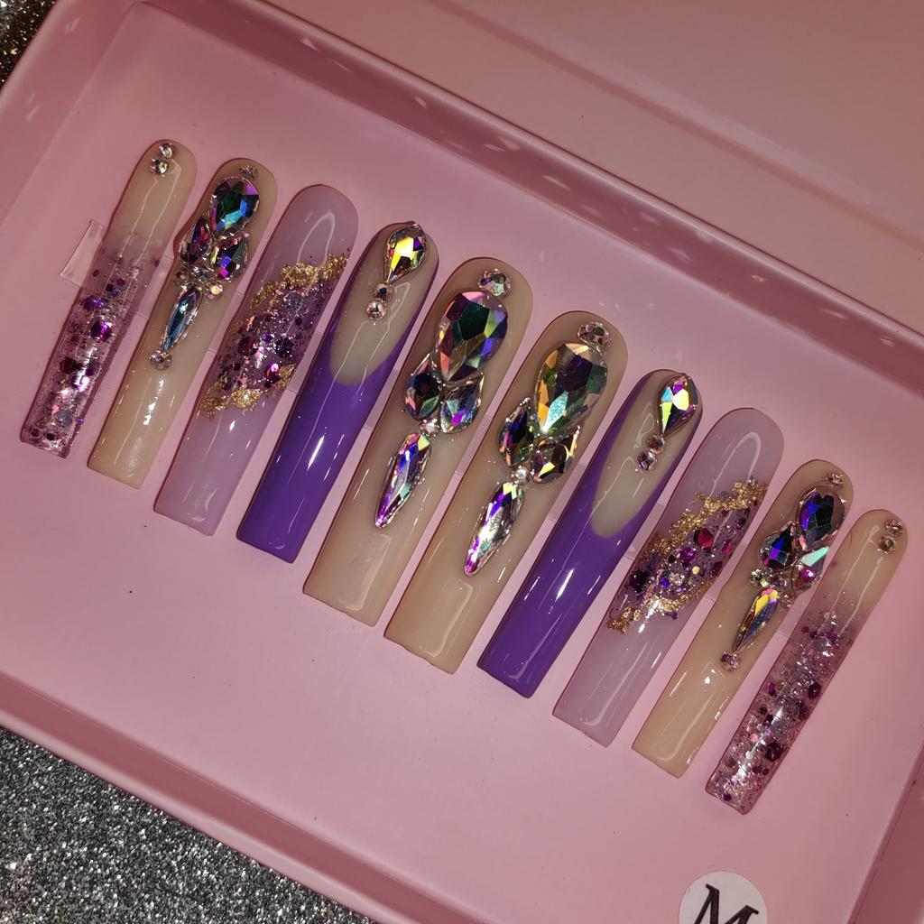 Thick and Hard Artificial Fingernails Square and Long Manicure False Nails with Glue Stickers Press on Nails