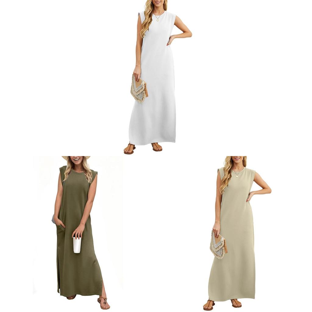 Robe longue ample d'été pour femme avec franges en polyester extensible pour un usage décontracté