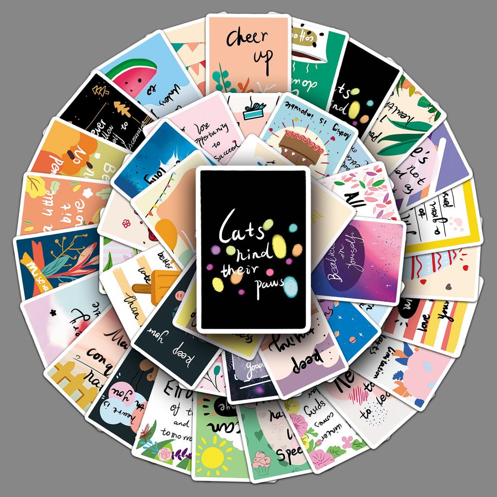 50 Karet s povzbuzením Kreslené Personalizované Kreslený Film Anglické Dětské Gu Karty DIY Pouzdro na Mobil Kufr Samolepky