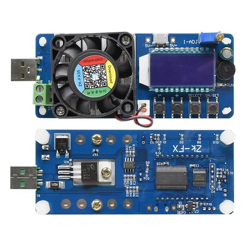 

Top Deals Adjustable Resistor Battery Capacity Tester FX35 5A 35W Electronic Load Tester USB Power Tester LCD Display синий