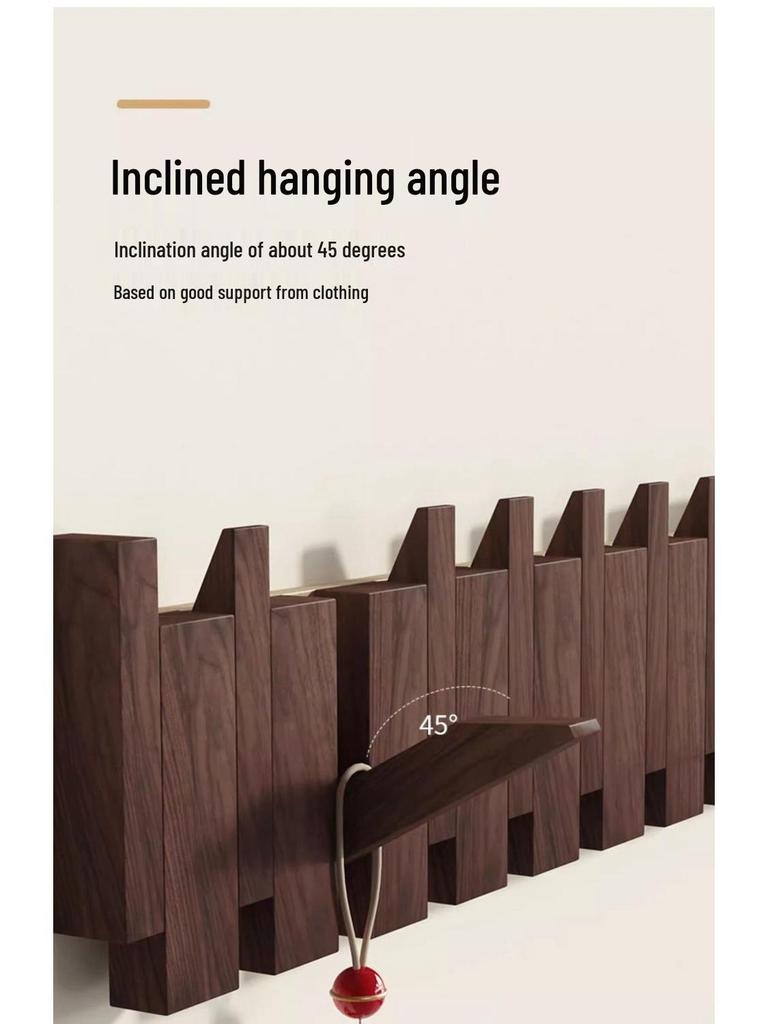 Nordic Punch-Free Solid Wood Coat Rack for Entrances, Walls, and Hallways.