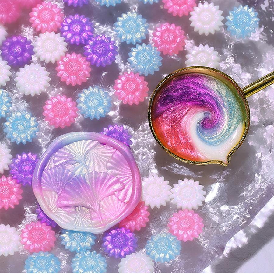 100 Stück/Beutel Aurora Sonnenblume Gemischte Farbe Siegelwachsperlen, für Hochzeitseinladungen, Briefumschläge, Wein-Geschenkverpackungen