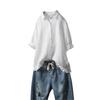 European & American Women's Cotton-Linen Ruffled Short-Sleeve Shirt