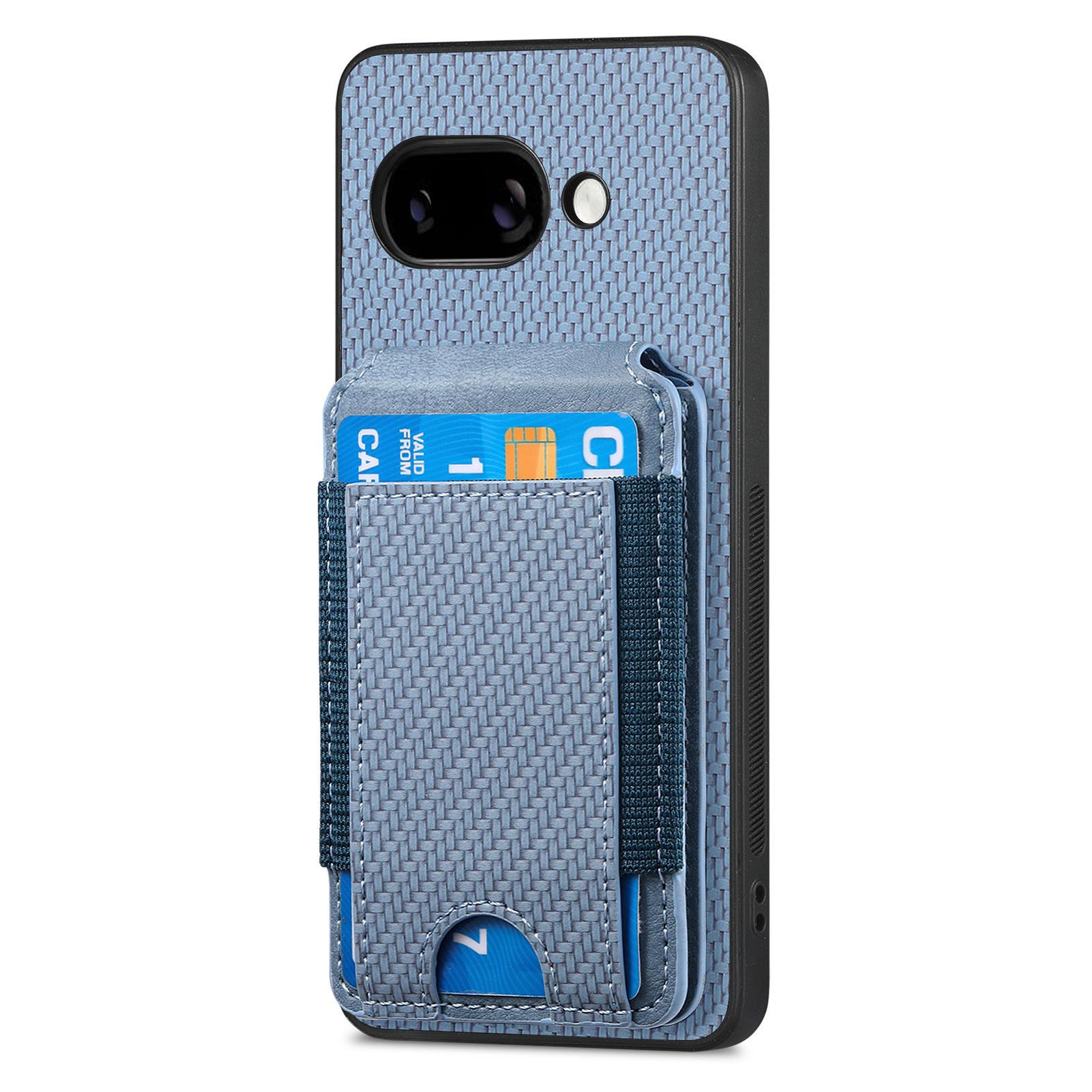 

For Google Pixel 9a Case with Card Holder Kickstand Leather Back Cover Brown