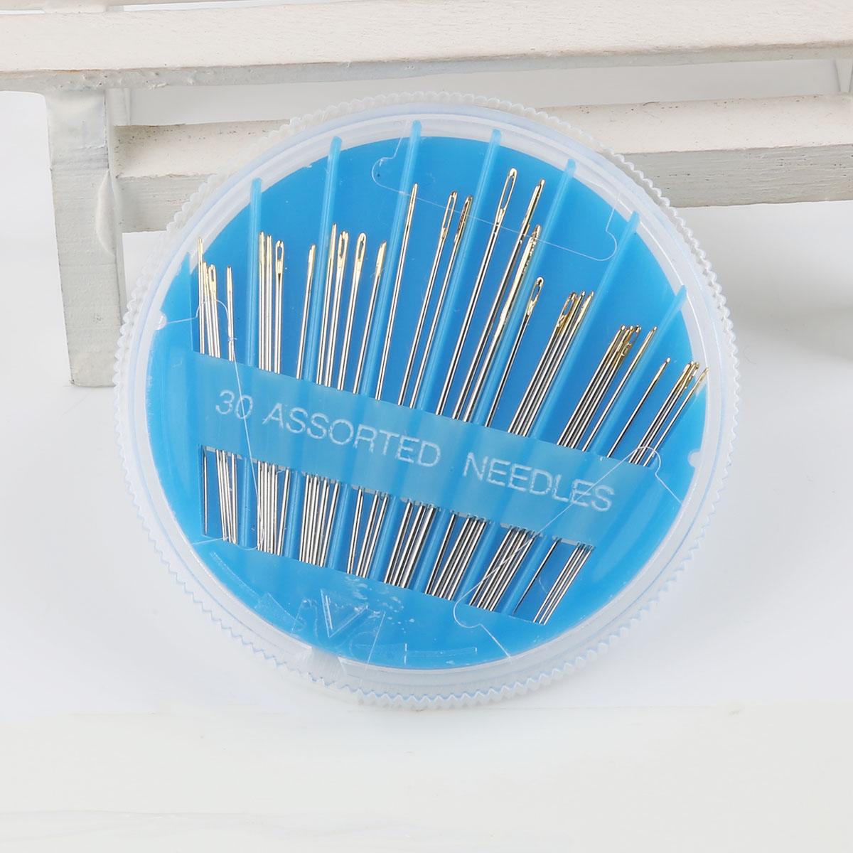 

30 шт./компл., игольная коробка с золотым хвостом, игла для ручной вышивки, игла для рукоделия, нашивки, швейные аксессуары синий