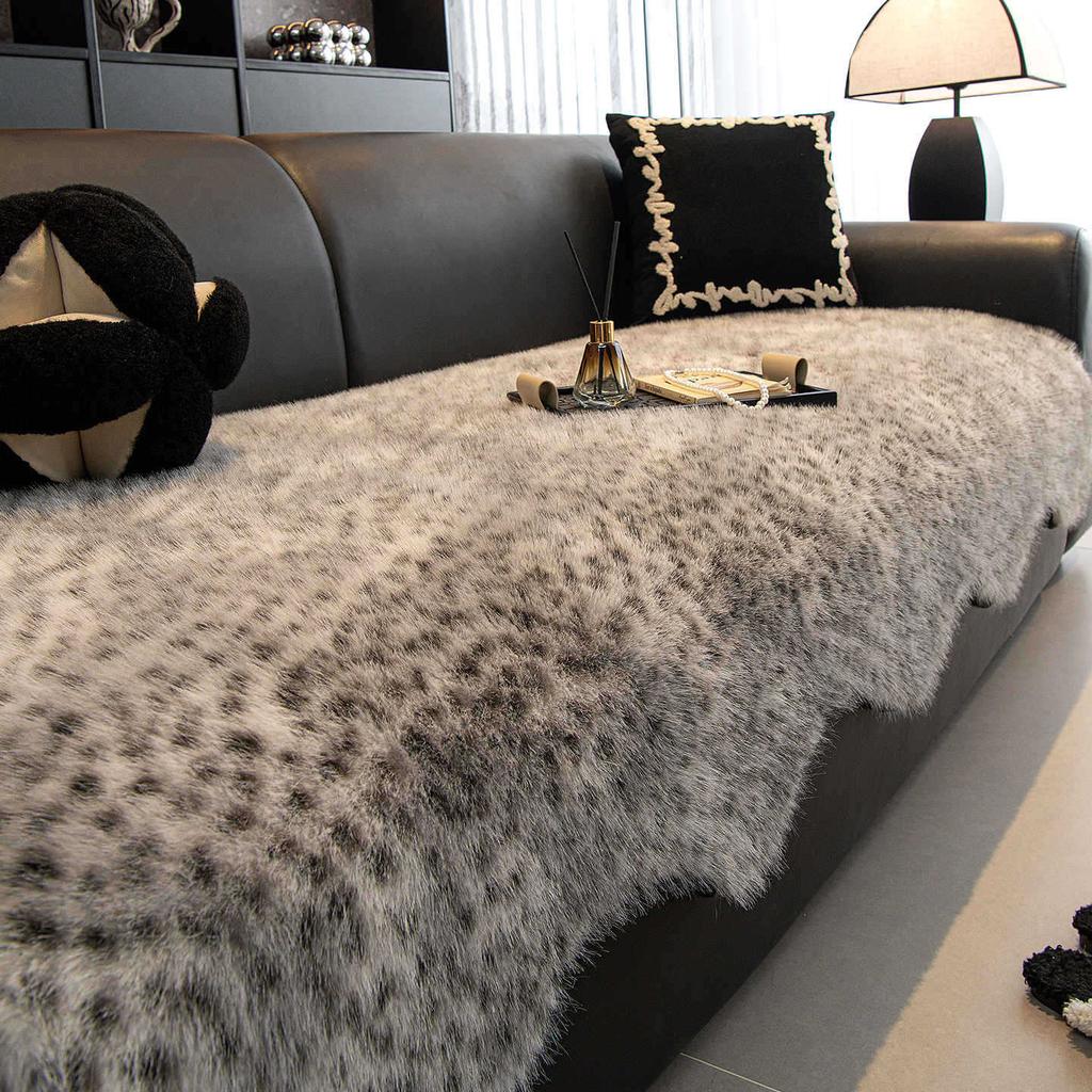 Luxury Imitation Mink Fur Sofa Cover Non-Slip Solid Color Thicken Warm Plush Sofa Towel For Living Room Couch Cover Home Decor