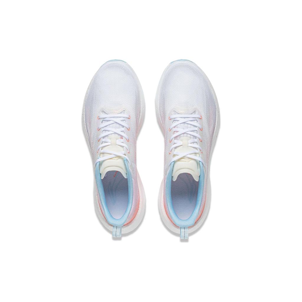 New LiNing Super Light 21 Cushioning Anti Slip Wear Resistant Breathability Low Top Running Shoes Women's White Orange ARBU002-1