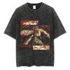 Anime Chainsaw Washed Short Sleeved Round Neck Yk Tshirt Ropa Hombre Men Clothing New in Top Tees Mens TShirt Camisetas
