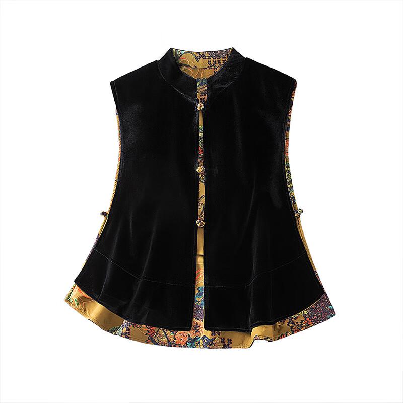 SiBaiShe Women's New Chinese Style Printed Patchwork Vest