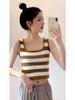 Korean Style Color Block Sleeveless Cropped Tank Top