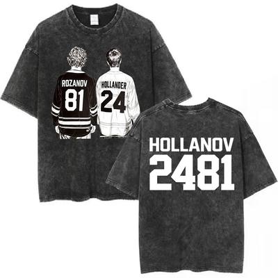 Vintage Washed Heated Rivalry Shane Hollander Ilya Rozanov Hollanov  Tshirt Men Clothing Fashion Short Sleeves T Shirt Top