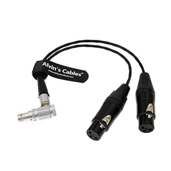 Cables XLR Breakout Audio Input Cable for Atomos Shogun Monitor Right Angle To Dual XLR Female Alvin's Recorder, 10-pin 3-pin