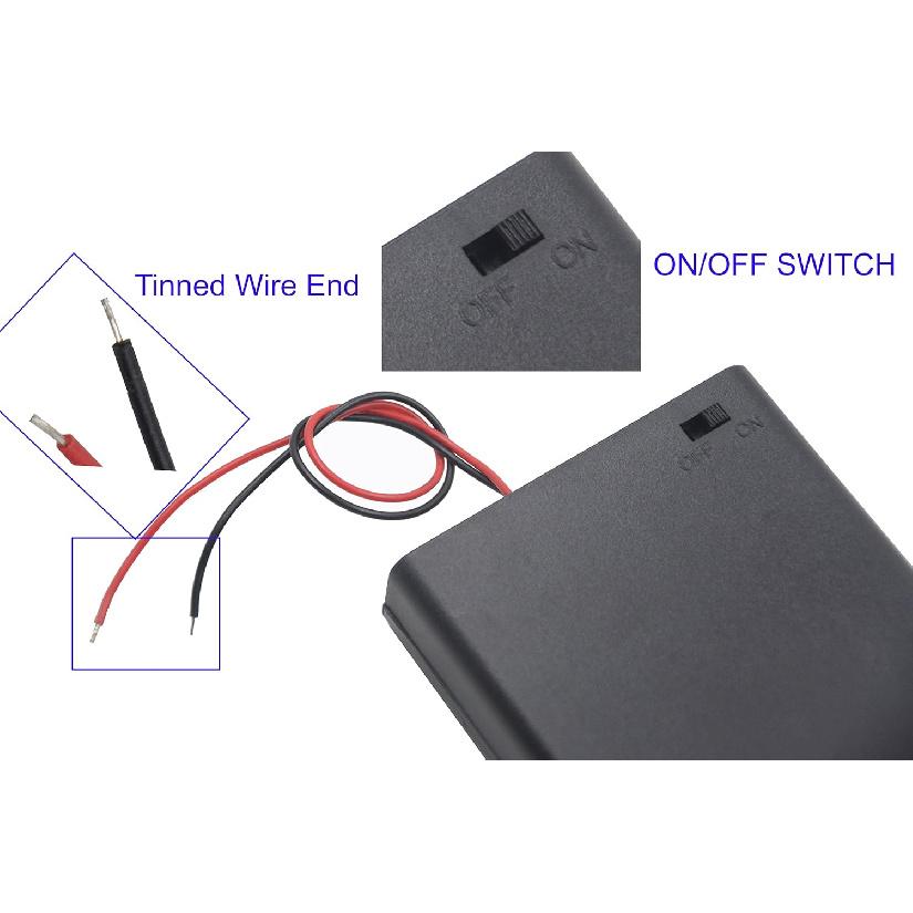 (Packung mit 2 4 AA 6V Batteriehalter mit Schalter, 4X 1,5V AA Batteriehalter mit Kabeln und Schalter