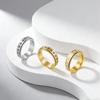 Titanium Steel Rotating Daisy Couple Ring - Small Flower Pattern Jewelry