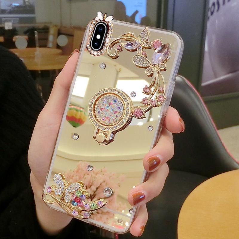 Custodia a specchio Redmi Note 10 Pro con supporto in strass gioiello: Custodia Protettiva Morbida per Donne