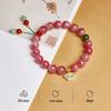 S925 Sterling Silver Bracelet with Rose Quartz, Red Agate, and Hetian Jade – Sakura Rain Niche High-End Design for Women.