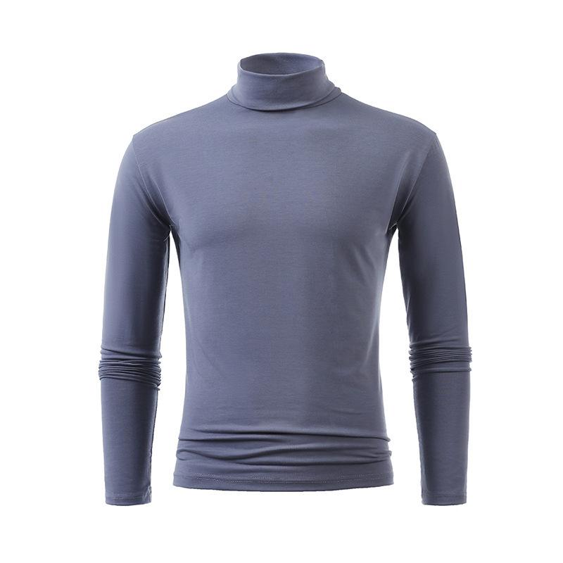 T-shirt da uomo a collo alto a maniche lunghe Sottile Monocolore Base Sottogiacca da uomo