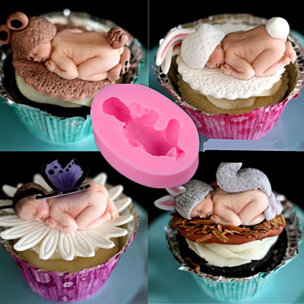 Sleeping Baby Fondant Mould Silicone Soap Chocolate Sugarcraft Baking Tool Decorating Cake for Babies' Birthday
