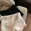 Women's High-Waisted White Tweed Wide-Leg A-Line Shorts for Spring and Autumn
