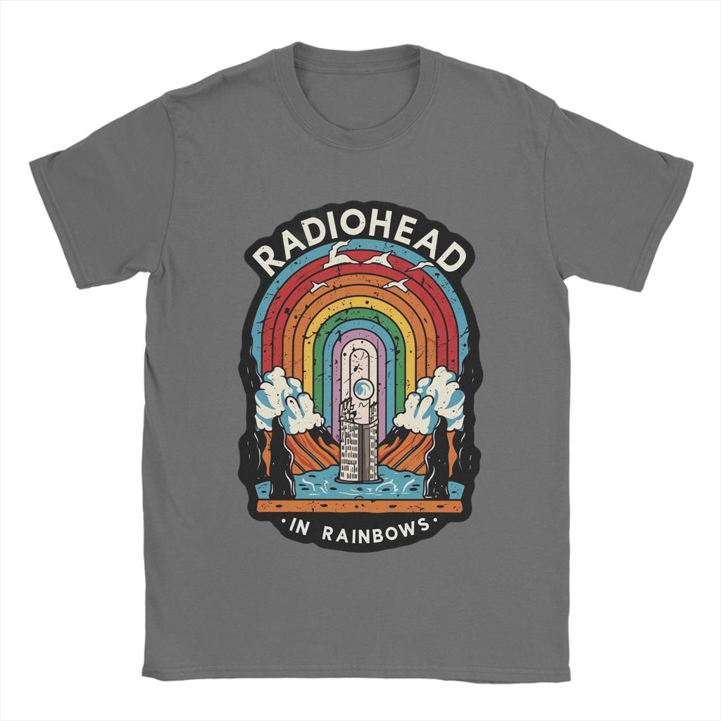 Magliette da uomo Radiohead in Rainbows Magliette Cool a Manica Corta Girocollo Puro Cotone Nuovi Arrivi Top