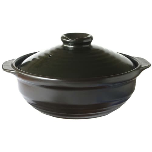 BLACK New IH Compatible Earthenware Pot, Size 7, Black, Serves 2-3 People