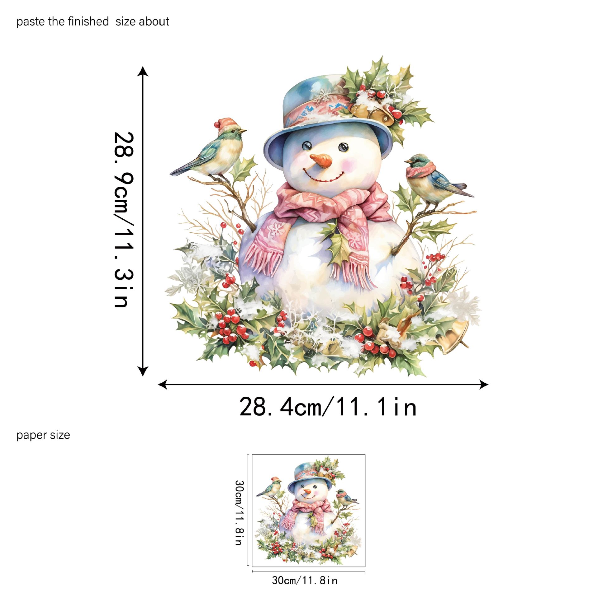 

Рождество, Снеговик в розовом шарфе, Наклейка на стекло, Спальня Балкон, Украшение окна, Без клея, Электростатическая наклейка, Украшение для вечеринки 30*30cm