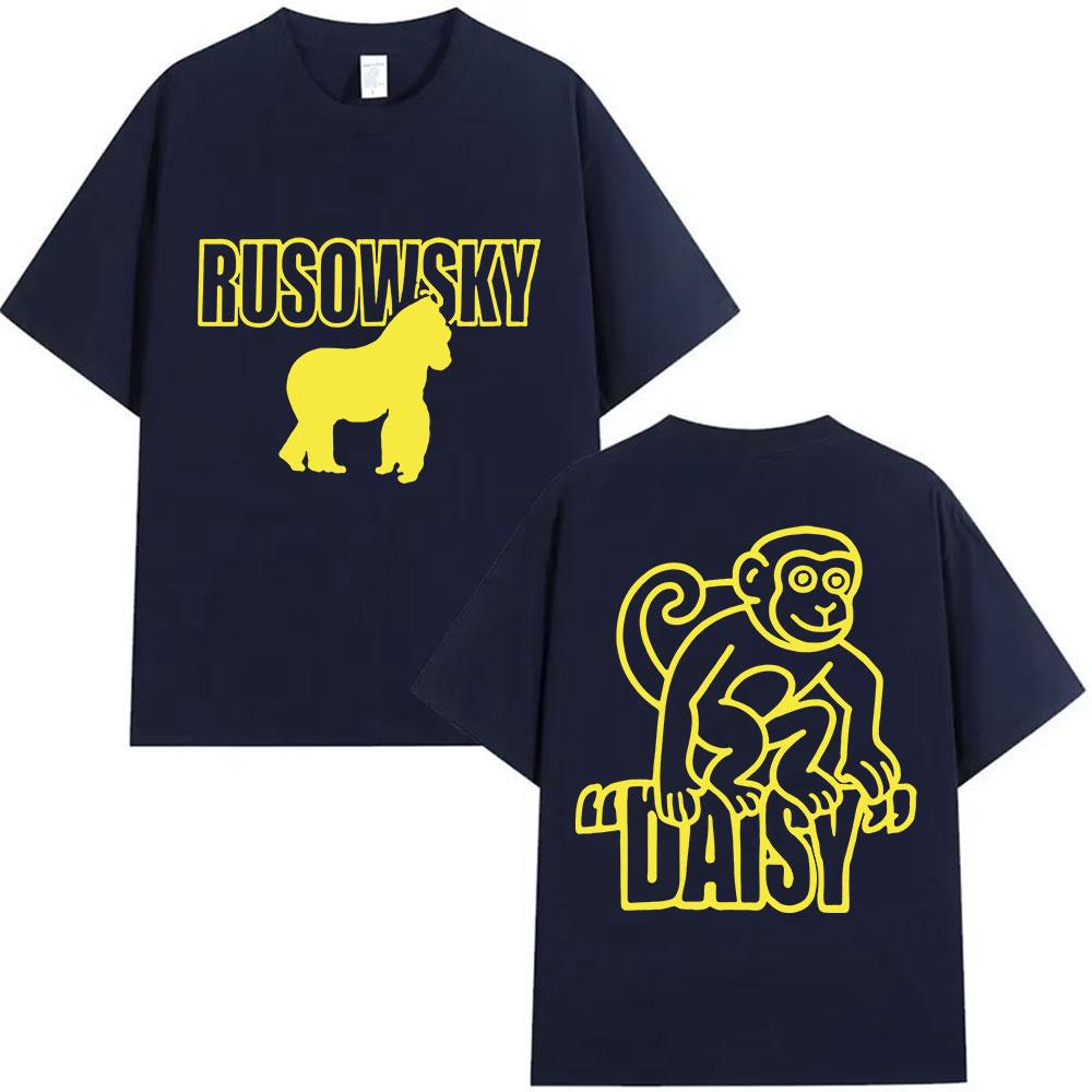 Rapper Rusowsky Daisy Tour 2025 Print T Shirt Mens High Quality Vintage Fashion Tshirts Y2k Unisex Harajuku Clothing Tshirt