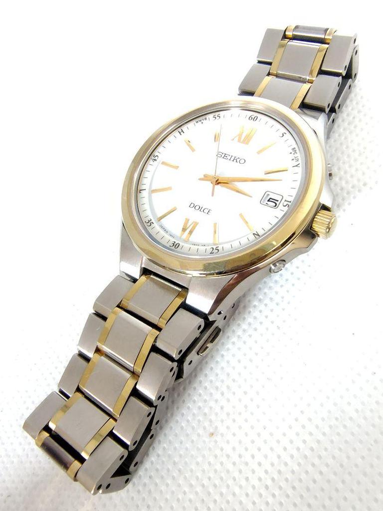 [USED] Radio-controlled solar watch, extremely rare, Seiko Dolce two-tone titanium