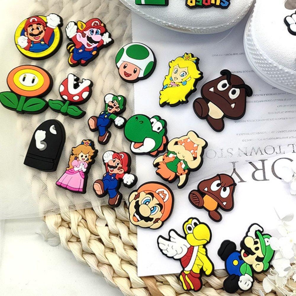27PCS Mario Croc Charms, PVC Soft Rubber Shoe Charms, DIY Shoe Decorations, Garden Shoes Accessories, Game Theme Shoe Decoration
