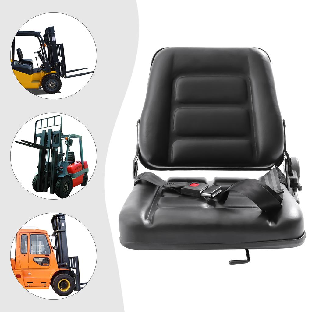 Universeller Gabelstaplersitz PVC Verstellbare Rückenlehne 175° Klappbar Schiebbar Stoßfest für Bagger Traktor LKW