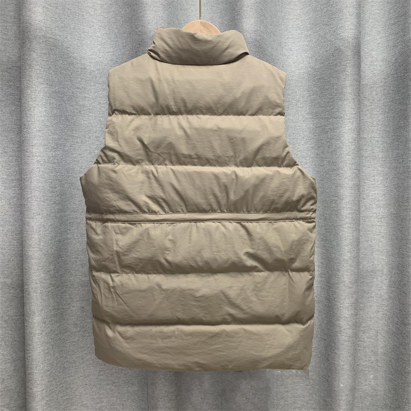 Winter Autumn Women's Stand Collar Solid Color Sleeveless Warm Vest Jacket Ladies Loose Chic White Duck Down Coat
