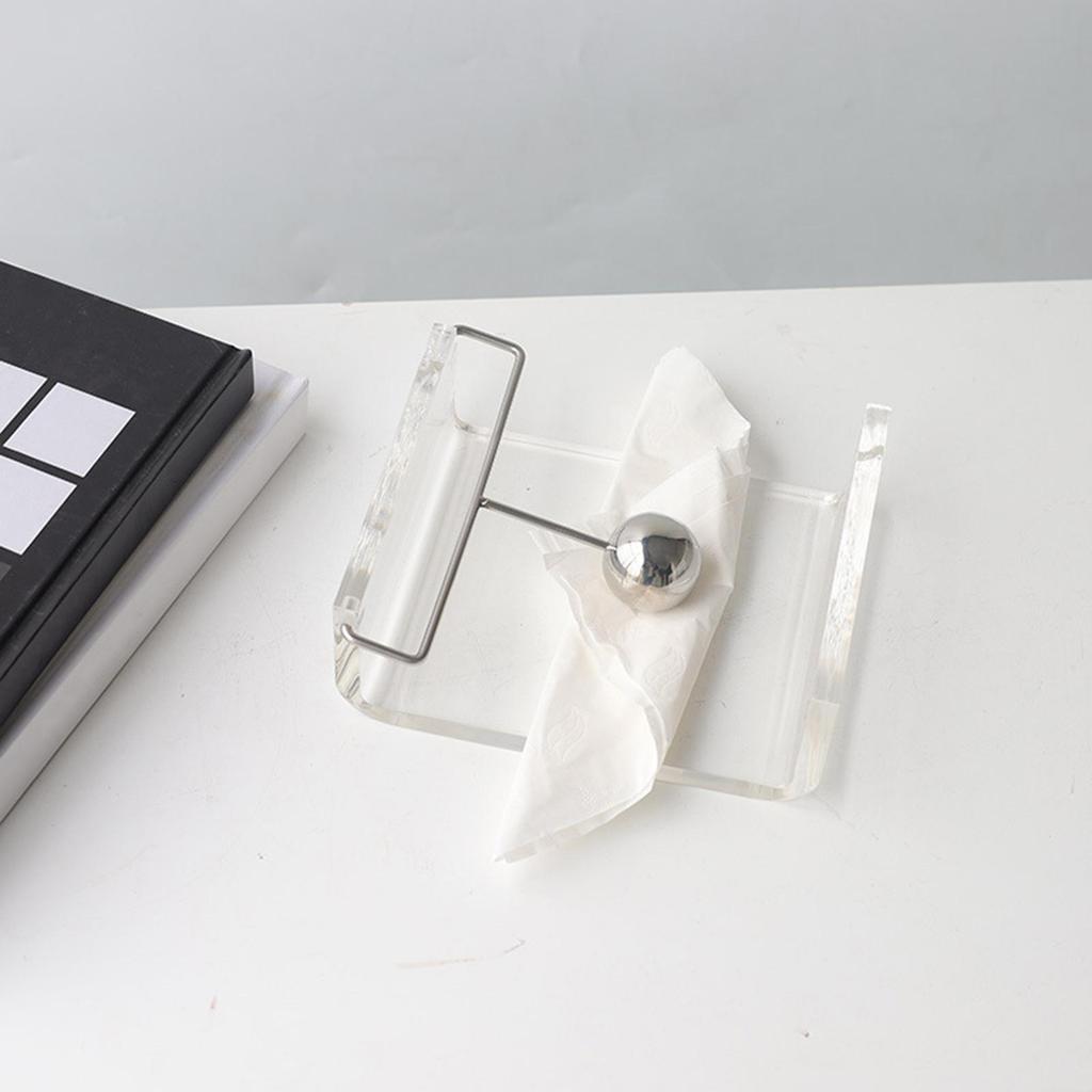 Acrylic Napkin Holder Trnsparent Desktop Napkin Stand with Weighted Arm for Bar Home Kitchen Countertop Dining Table Bathroom
