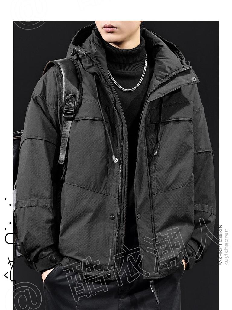 Men's Trendy Thickened Hooded Down Jacket, Winter 2025 Collection, Plus Size Workwear Outerwear