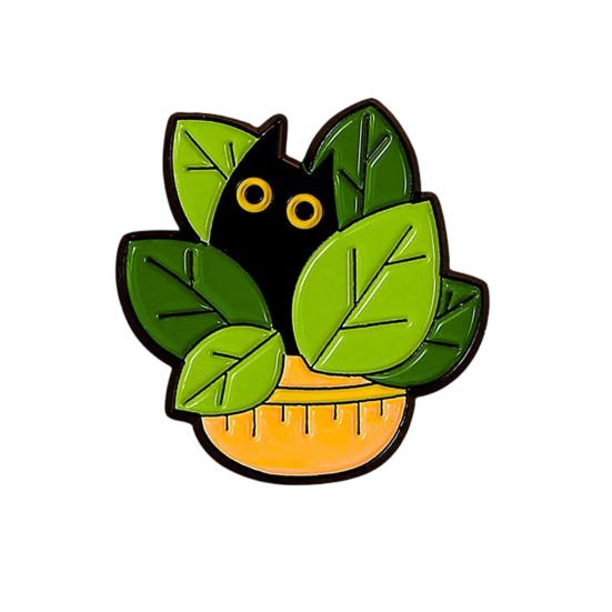 

Enamel Brooch Cartoon Green Plant Cat Shape Lapel Pin Jackets Hats Sweatshirts School Bags Badge Outfit Accessory A
