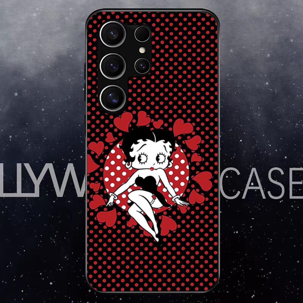 

Betty Beautiful B-boop Phone Case For Samsung S25 Edge Ultra S23 S22 S21 S20 Ultra Plus S24 Fe A54 A53 A25 Glass Cover Samsung S23