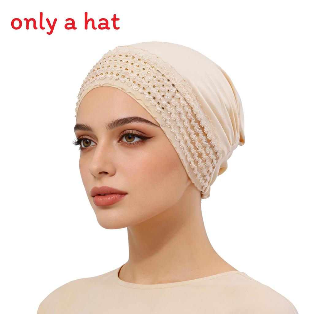 Silk Cotton Sunshade Headscarf With Adjustable Fit And Rhinestone Decor For Summer And Winter Fashion