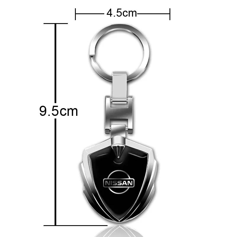 Chaveiro de Metal 3D com Logo de Carro Formato de Escudo para Nissan X-trail Qashqai Note Juke Sentra Patrol Leaf Acessórios