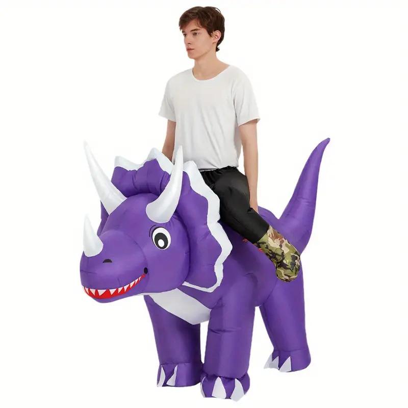 Ride Purple Triceratops Inflatable Costume, Adult