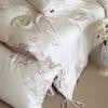 Youthful Rabbit & Blossom Embroidered Orchid Tencel Summer Quilt & Bed Sheet Set - Cool & Silky Duvet Covers