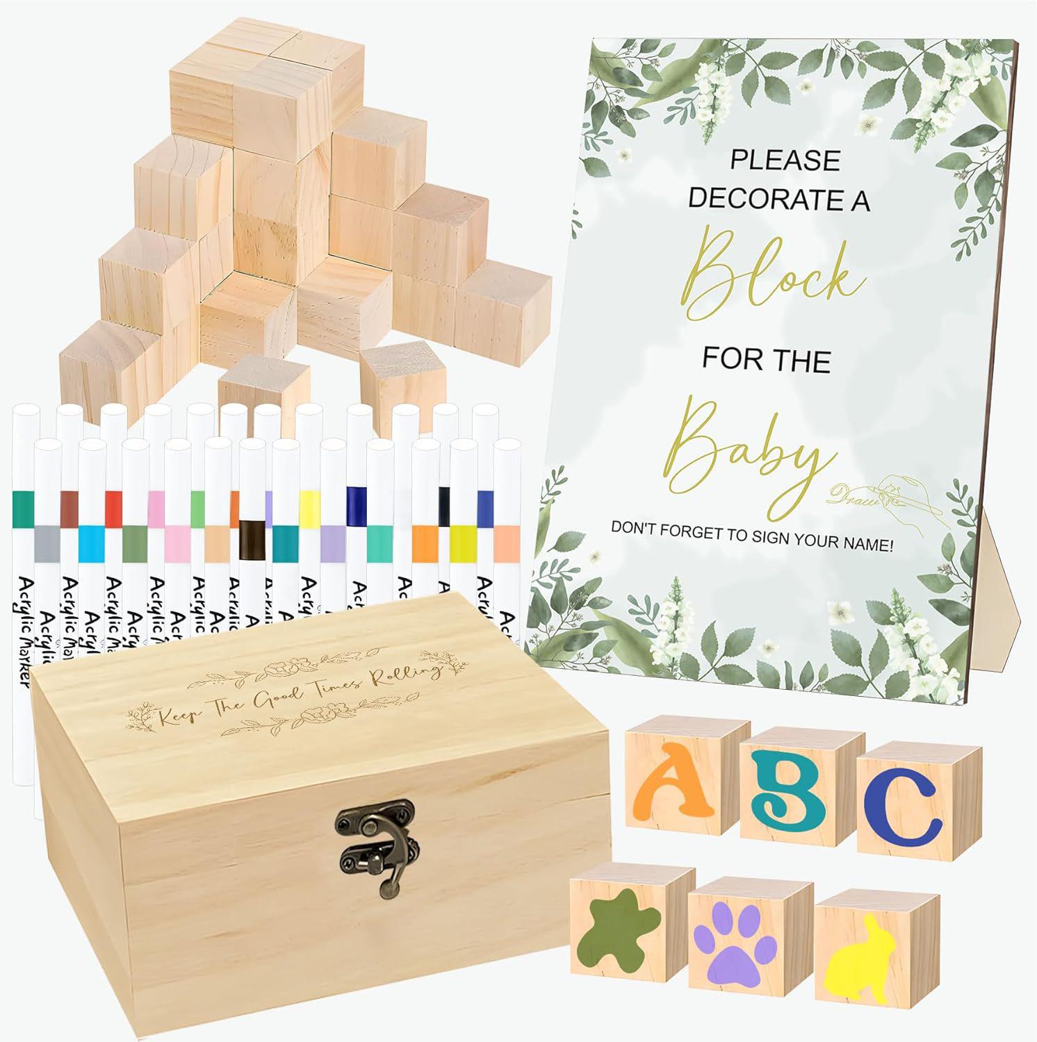 

78-Piece Baby Shower Game Sign & Building Blocks Set, 3.5cm Size Boxed