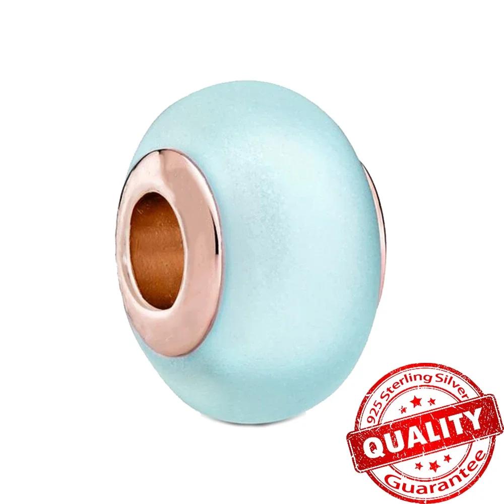 Copper Pink Flower Murano Glass Beads Charm Fit Original Bracelet Necklace Faceted Murano Diy Women Luxury Jewelry