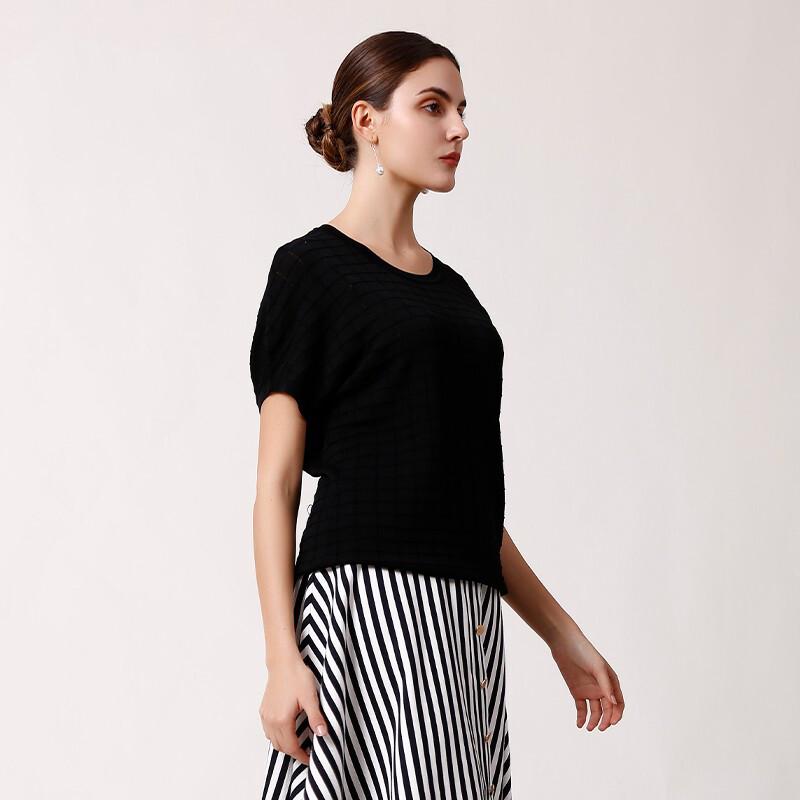 Anlom Women's Short Sleeve Round Neck Knit Top