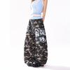 American retro camouflage printed wide-leg pants women's loose mopping scimitar pants street hipster casual pants spring and autumn