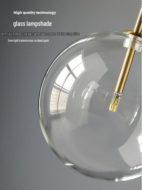 Nordic Minimalist Transparent Glass Ball Pendant Light for Bedroom or Bar