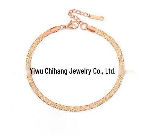 Titanium Steel Flat Snake Chain Women's Anklet - Simple Stainless Steel Knife Bone Design